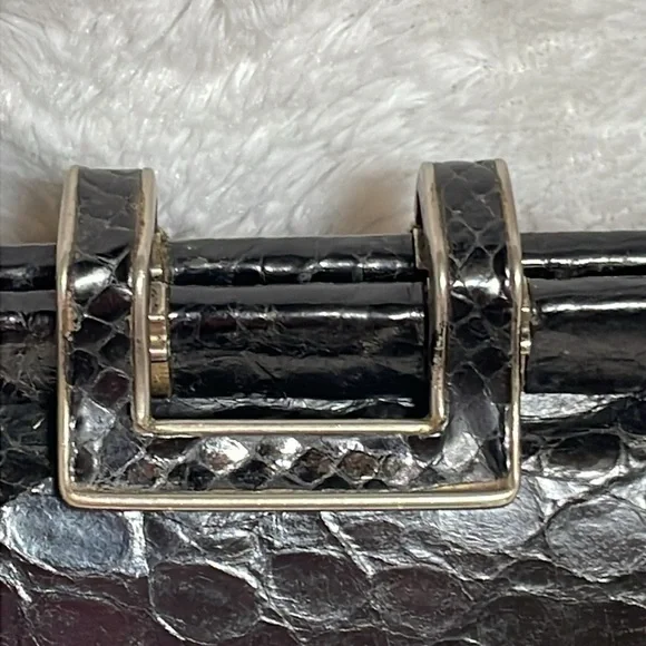 Vintage Lesco Black Faux Alligator Handbag - Picture 3 of 13